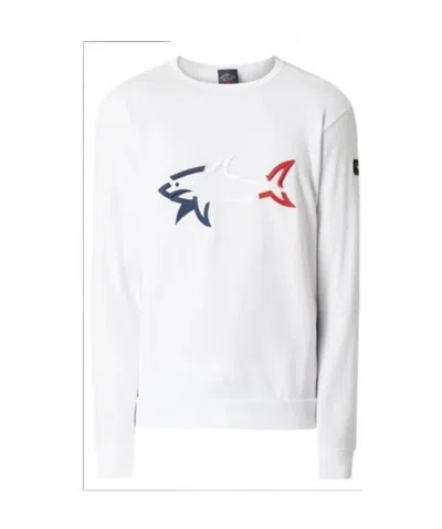 Paul & Shark Round Collar Long Sleeve Sweater In White