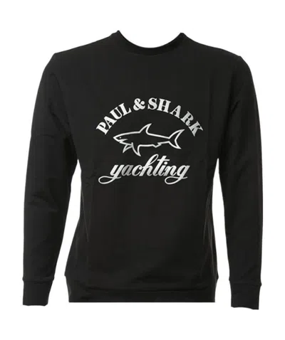 Paul & Shark Round-necked Logo Sweater In Black