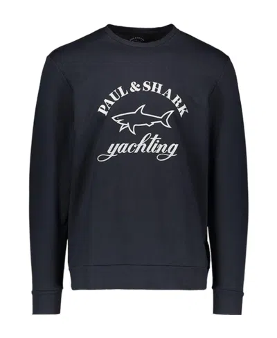 Paul & Shark Round-necked Logo Sweater In Black