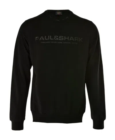 Paul & Shark Round-necked Logo Sweater In Black