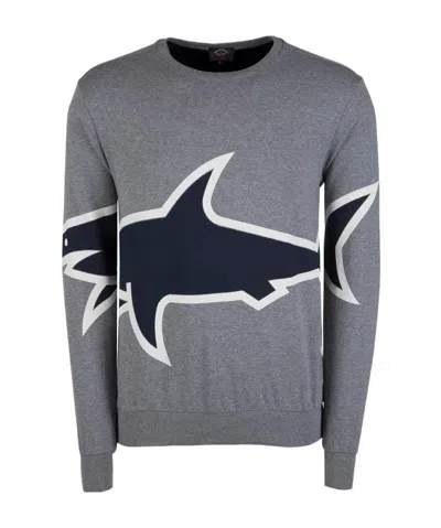 Paul & Shark Round-necked Logo Sweater In Gray