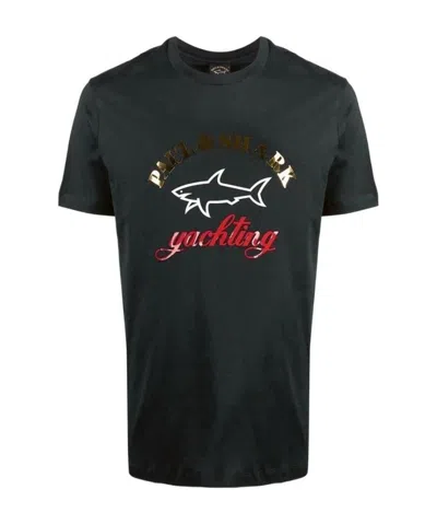 Paul & Shark Round-necked Logo T-shirt In Black