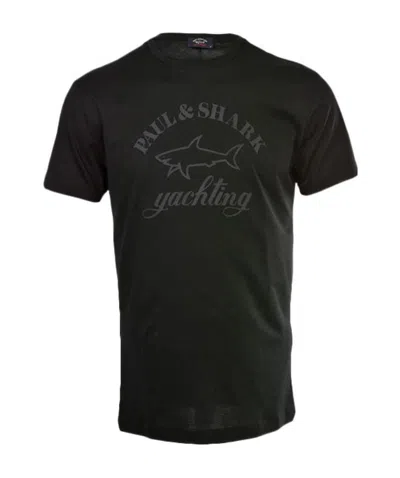 Paul & Shark Round-necked Logo T-shirt In Black