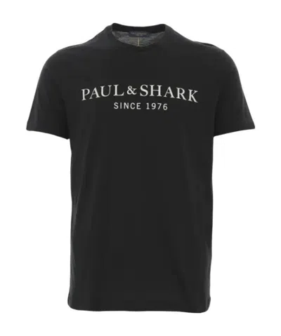 Paul & Shark Round-necked Logo T-shirt In Black