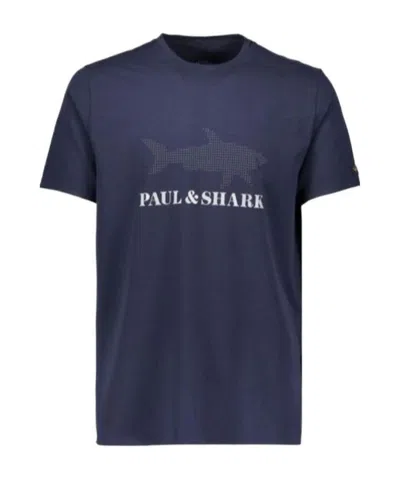 Paul & Shark Round-necked Logo T-shirt In Blue