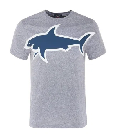 Paul & Shark Round-necked Logo T-shirt In Gray