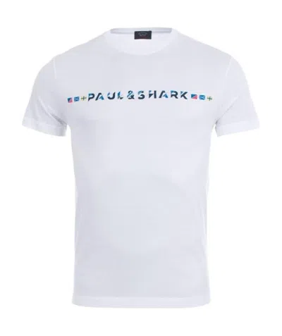 Paul & Shark Round-necked Logo T-shirt In White