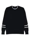 Paul & Shark Crew Neck Sweater Contrast Stripe Detail In Black