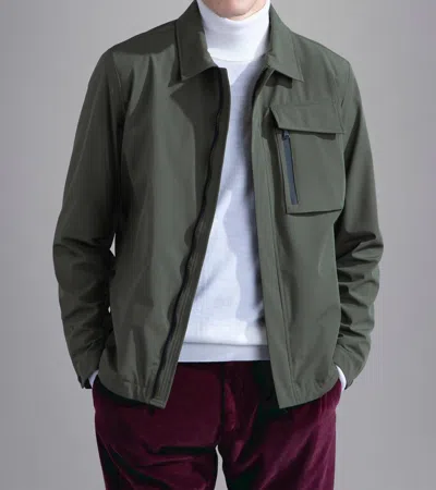 Paul & Shark Save The Sea Re 4x4 Stretch Typhoon Shacket In Olive In Green