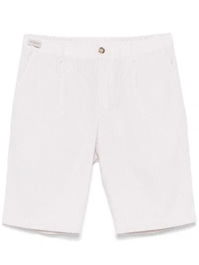 Paul & Shark Seersucker Cotton Bermuda Shorts In Neutrals