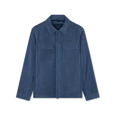 Paul & Shark Shacket In Suede Aqualeather In Avio