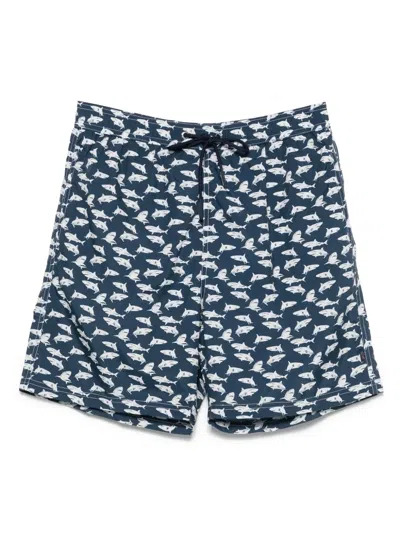 Paul & Shark Shark-motif Swim Shorts In Blue