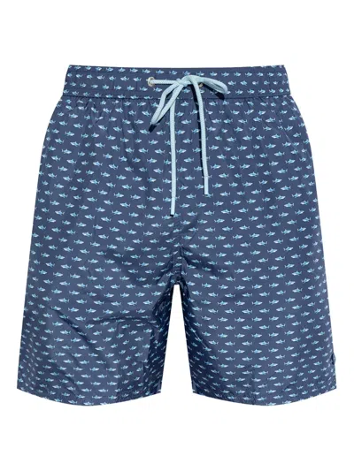 Paul & Shark Shark-print Swim Shorts In 蓝色