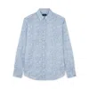 Paul & Shark Camicia In Lino E Cotone Con Stampa Liberty In Blu Stampa Floreale Bianca