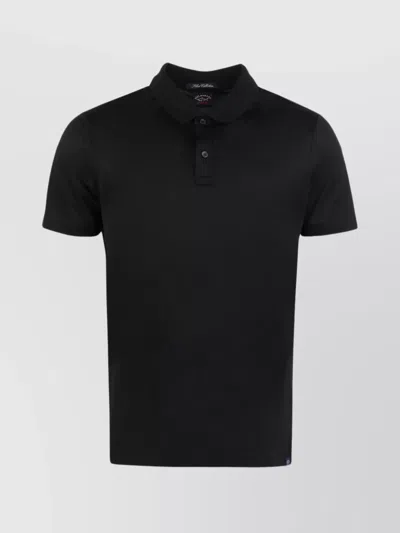 Paul & Shark Short Sleeve Cotton Polo Shirt In Black
