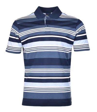 Paul & Shark Short Sleeve Multi Stripe Polo Shirt Navy Sky