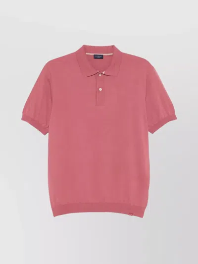 Paul & Shark Short Sleeve Polo With Ribbed Cuffs In Pink