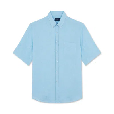 Paul & Shark Camicia In Lino A Manica Corta In Acqua Marina