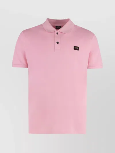 Paul & Shark Side-slit Hemline Polo Shirt In Pink