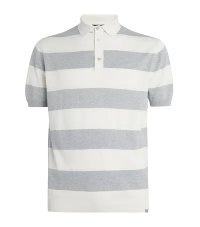 Paul & Shark Silk-cotton Stripe Polo Shirt In Grey