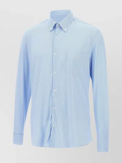 Paul & Shark Slim Fit Striped Travel Shirt With Chest Pocket In Blue