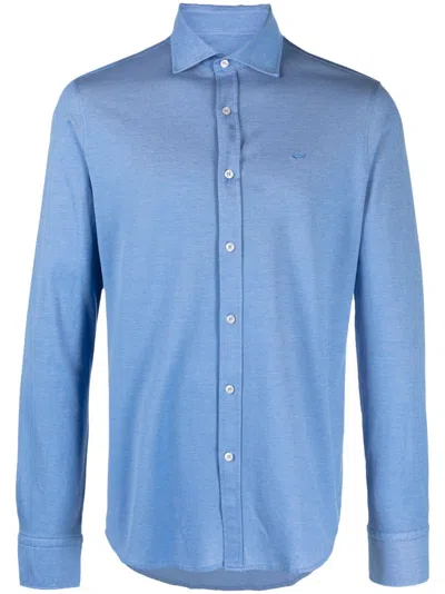 Paul & Shark Spread Collar Cotton Shirt In Blau