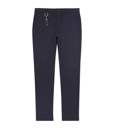 Paul & Shark Stretch Slim-fit Chinos With Shark Charm In Blue