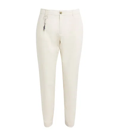 Paul & Shark Stretch Slim-fit Chinos With Shark Charm In Ivory