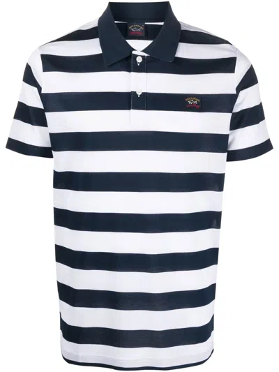 Paul & Shark Stripe-pattern Polo Shirt In Blue