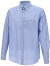 Paul & Shark Striped Button-up Shirt In Blue