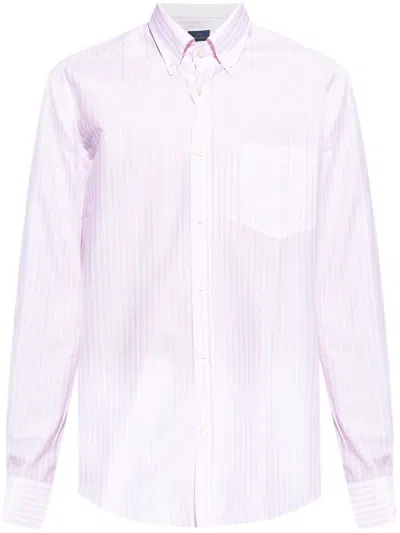 Paul & Shark Striped Linen Shirt In Rosa