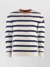 Paul & Shark Striped Crew-neck Wool-blend Sweater With Ribbed Knit
