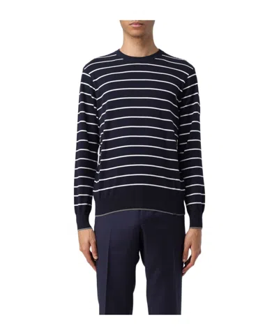Paul & Shark Striped Knitted Jumper In Black