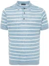 Paul & Shark Striped Linen Polo Shirt In Blue
