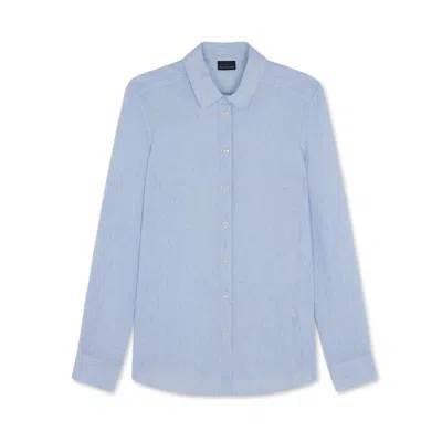 Paul & Shark Camicia In Lino Con Motivo A Righe In Bianco Righe Azzurre