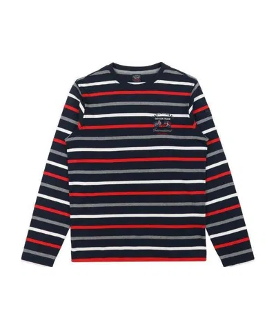 Paul & Shark Striped Logo Long-sleeved T-shirt In Black