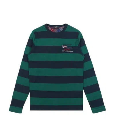 Paul & Shark Striped Logo Long-sleeved T-shirt In Blue