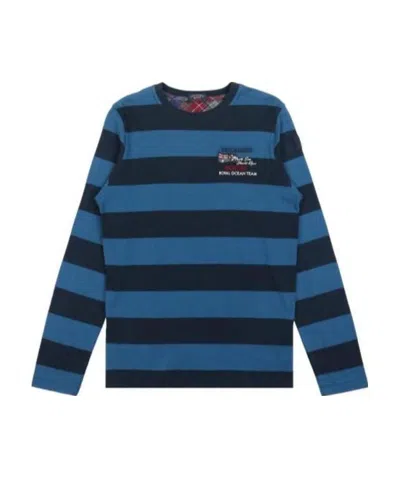 Paul & Shark Striped Logo Long-sleeved T-shirt In Blue