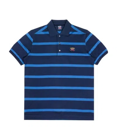 Paul & Shark Striped Logo Polo Shirt In Blue