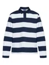 Paul & Shark Striped Long-sleeve Polo Shirt In ブルー