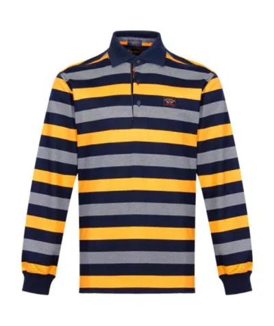 Paul & Shark Striped Long-sleeved Polo Shirt In Black