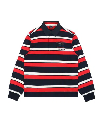 Paul & Shark Striped Long-sleeved Polo Shirt In Black