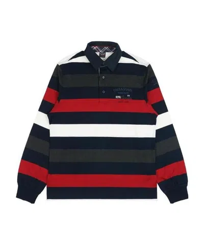 Paul & Shark Striped Long-sleeved Polo Shirt In Black