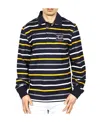 Paul & Shark Striped Long-sleeved Polo Shirt In Black