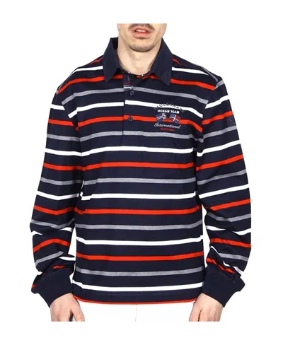 Paul & Shark Striped Long-sleeved Polo Shirt In Black