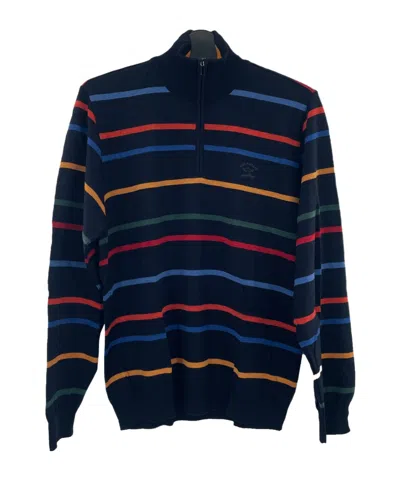 Paul & Shark Striped Long-sleeved Sweater In Black