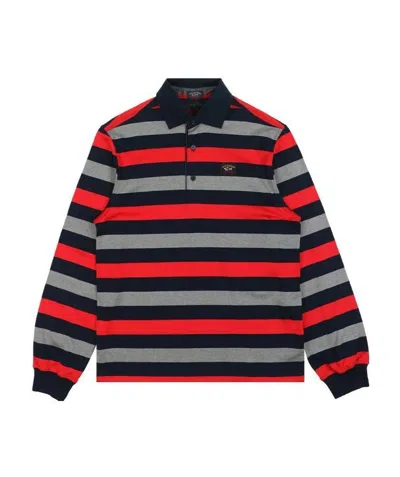 Paul & Shark Striped Polo Shirt In Black