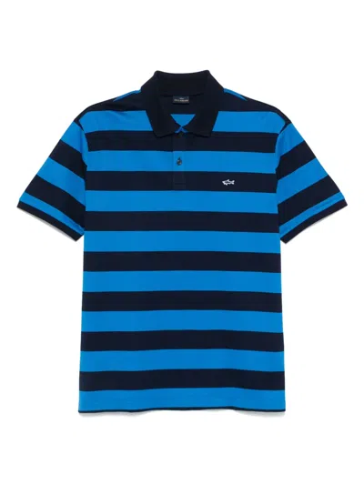 Paul & Shark Polo Shirt In Cotton Jersey With Striped Pattern In Blue