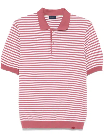 Paul & Shark Striped Polo Shirt In Pink