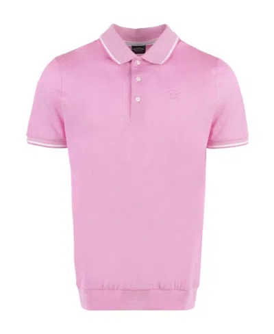 Paul & Shark Striped Short-sleeved Polo Shirt In Pink
